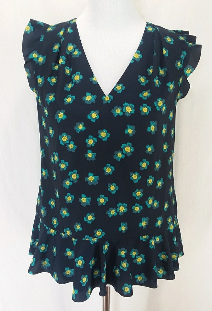 Banana Republic Shirt Size XS Blue Yellow Floral